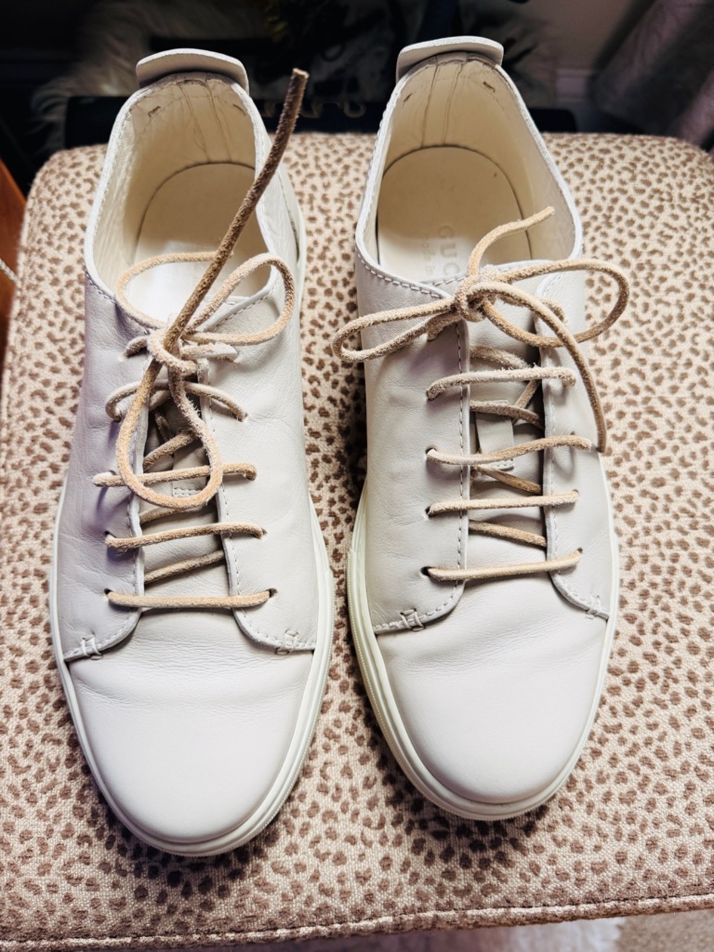 Gucci White Leather Lace-Up Sneakers